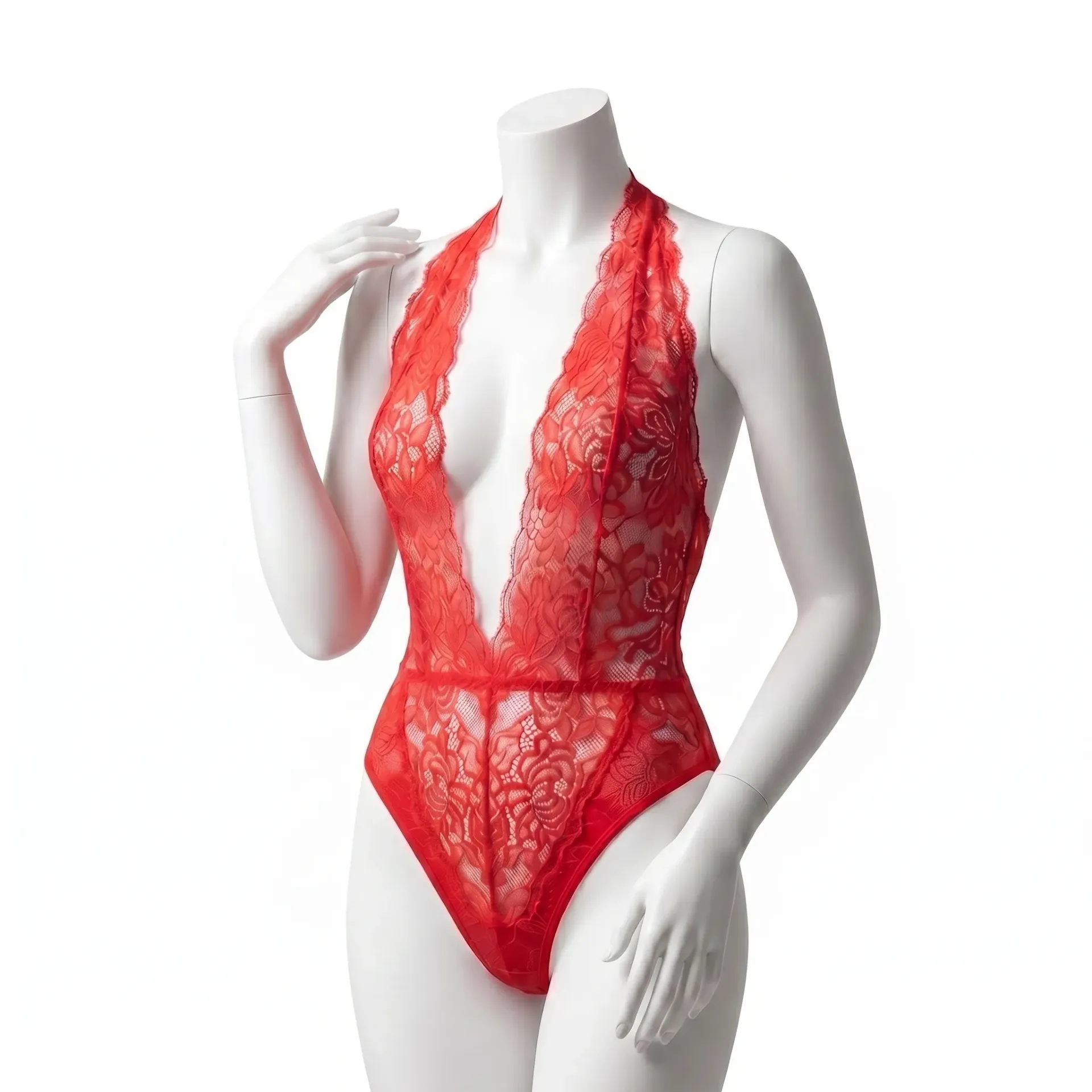 Body en dentelle transparente à décolleté plongeant (S)