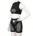 3 Piece Sculpted Silhouette Set with Chest Cutout and Fine Knit