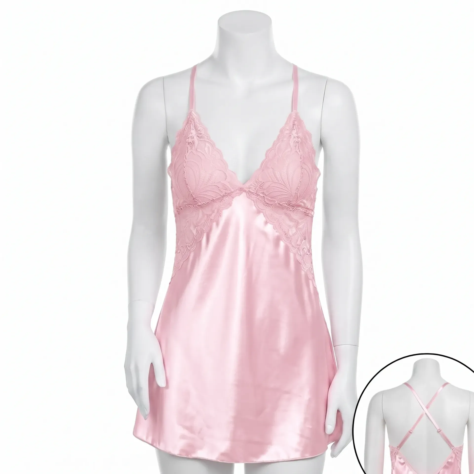 Sexy Babydoll with Criss-Cross Back Straps (Pink, S)