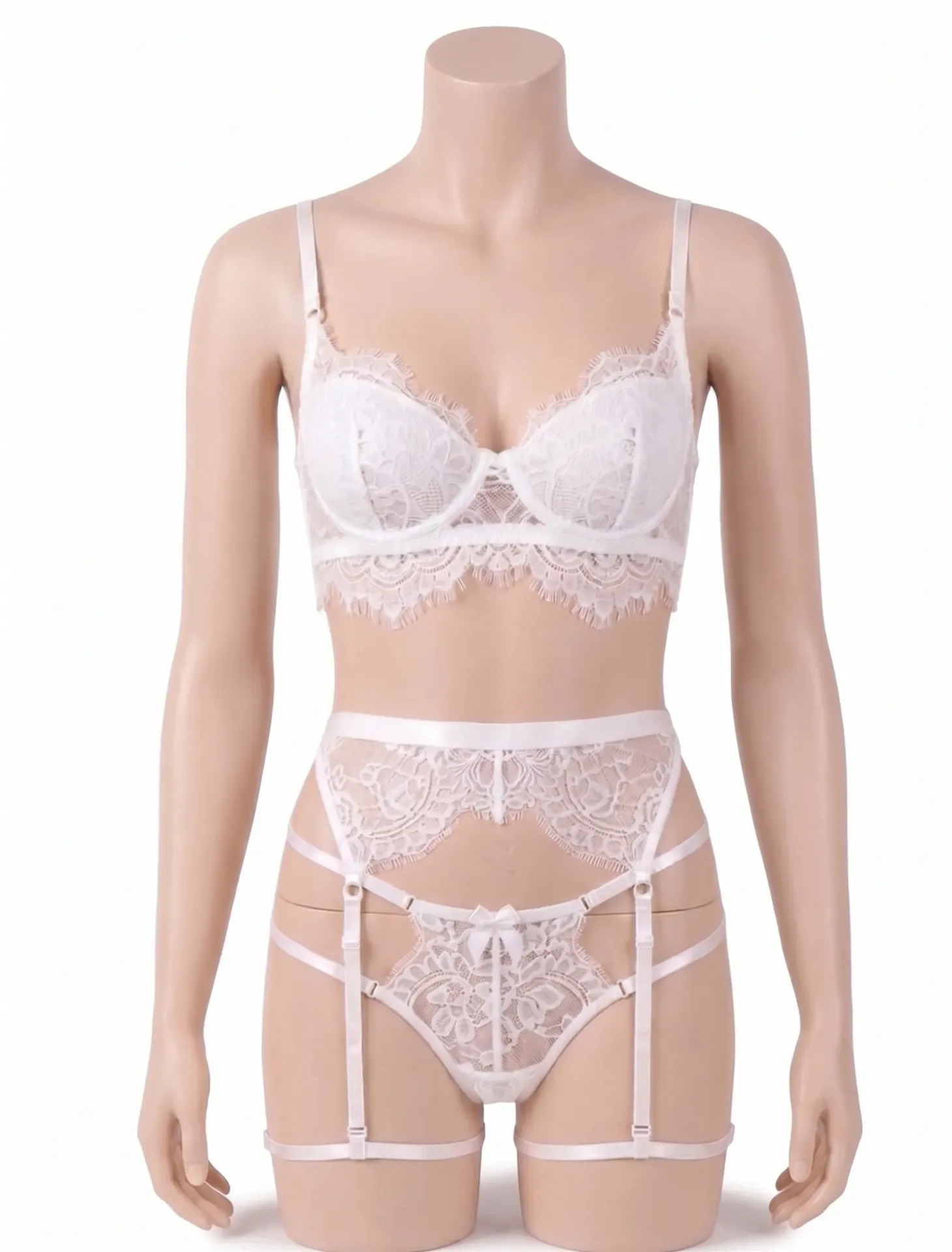 Lace Lingerie Set with Thigh Straps and Garter Belt