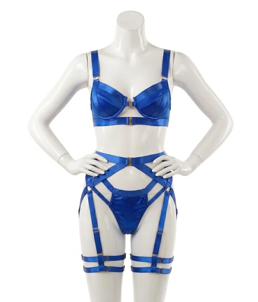 3-Piece Strappy Harness Lingerie Set