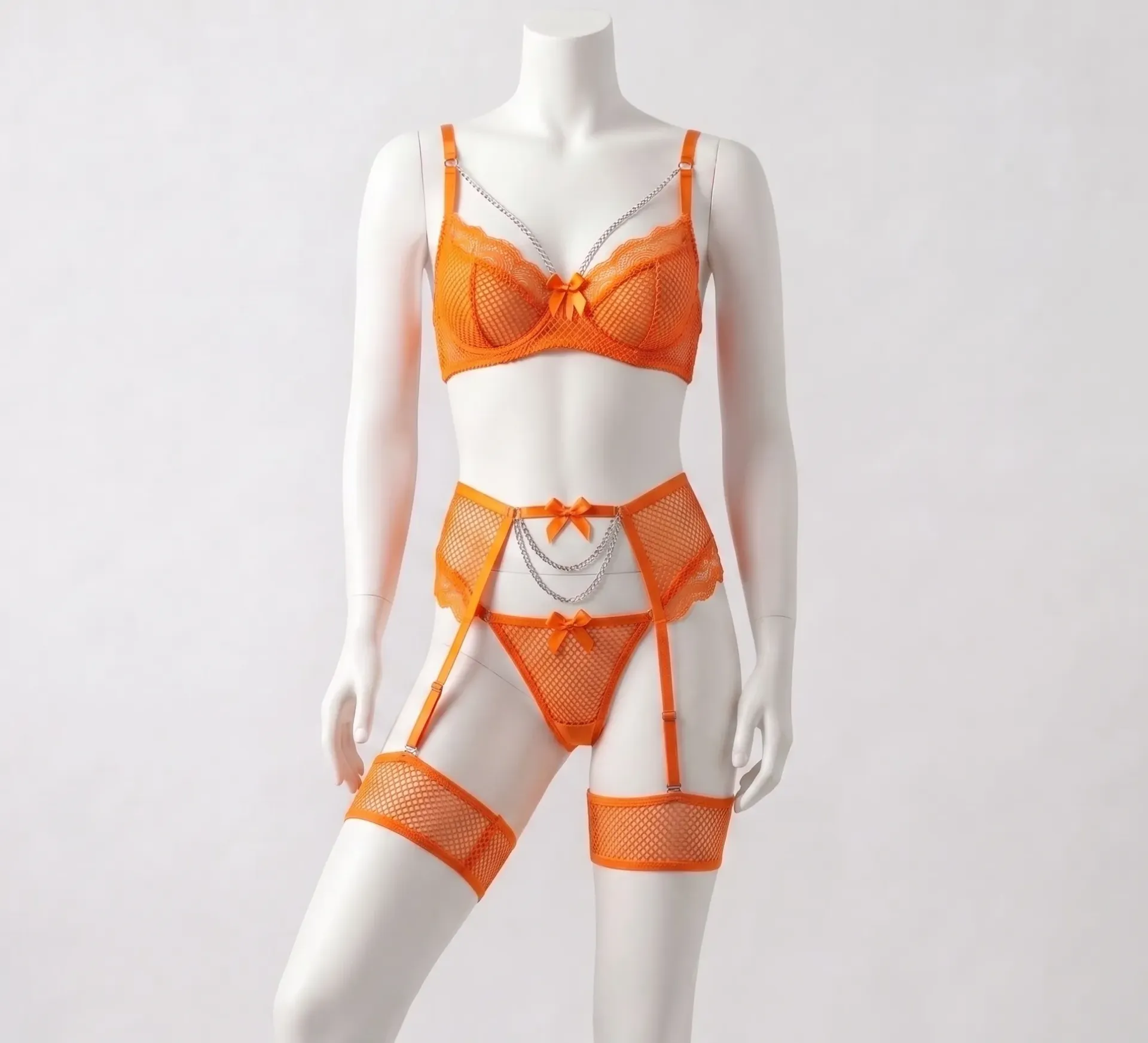 Jewelry-Style Bra, Thong, and Garter Belt Set